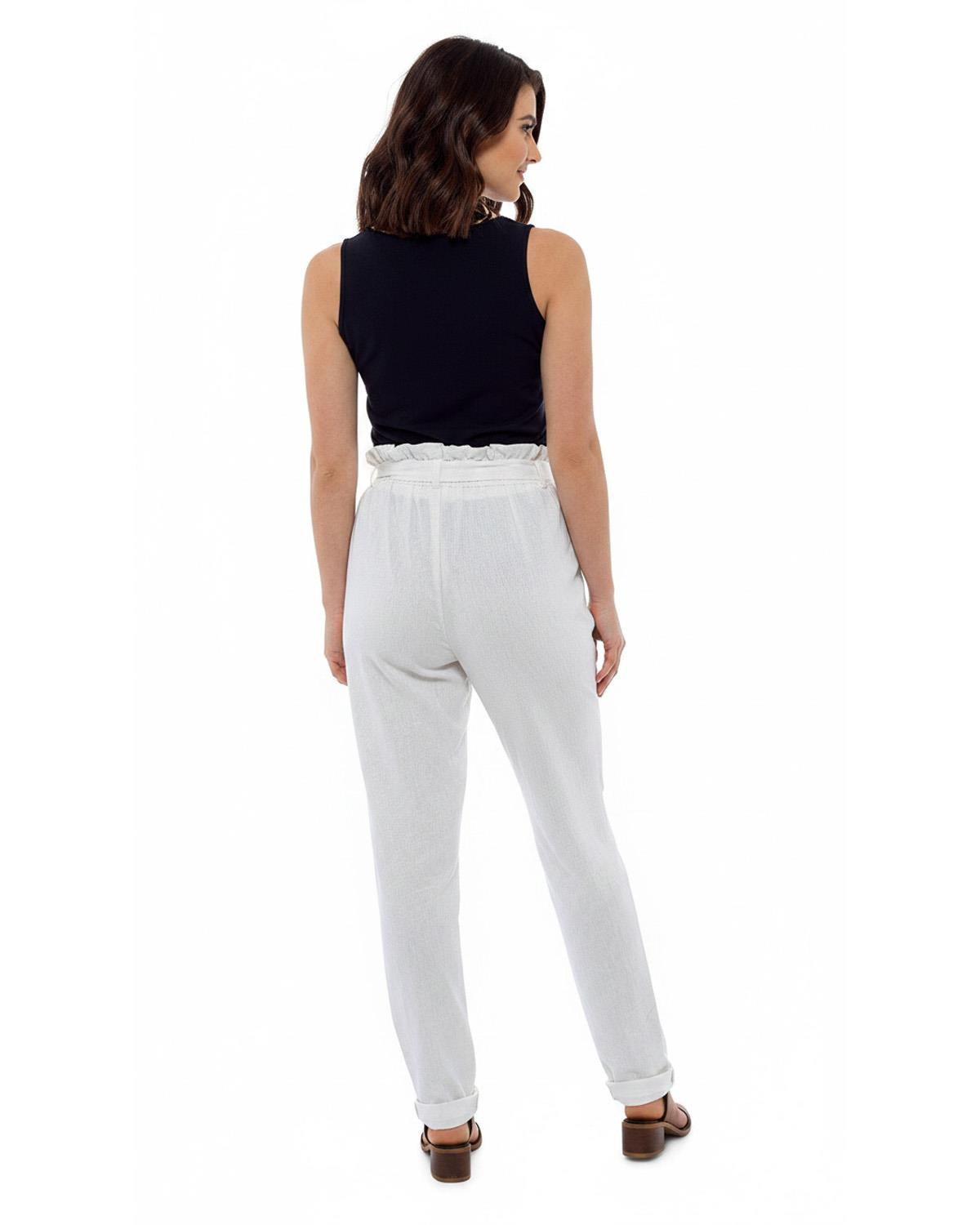 Indigo Roc Womens Linen Paperbag Waist Trousers