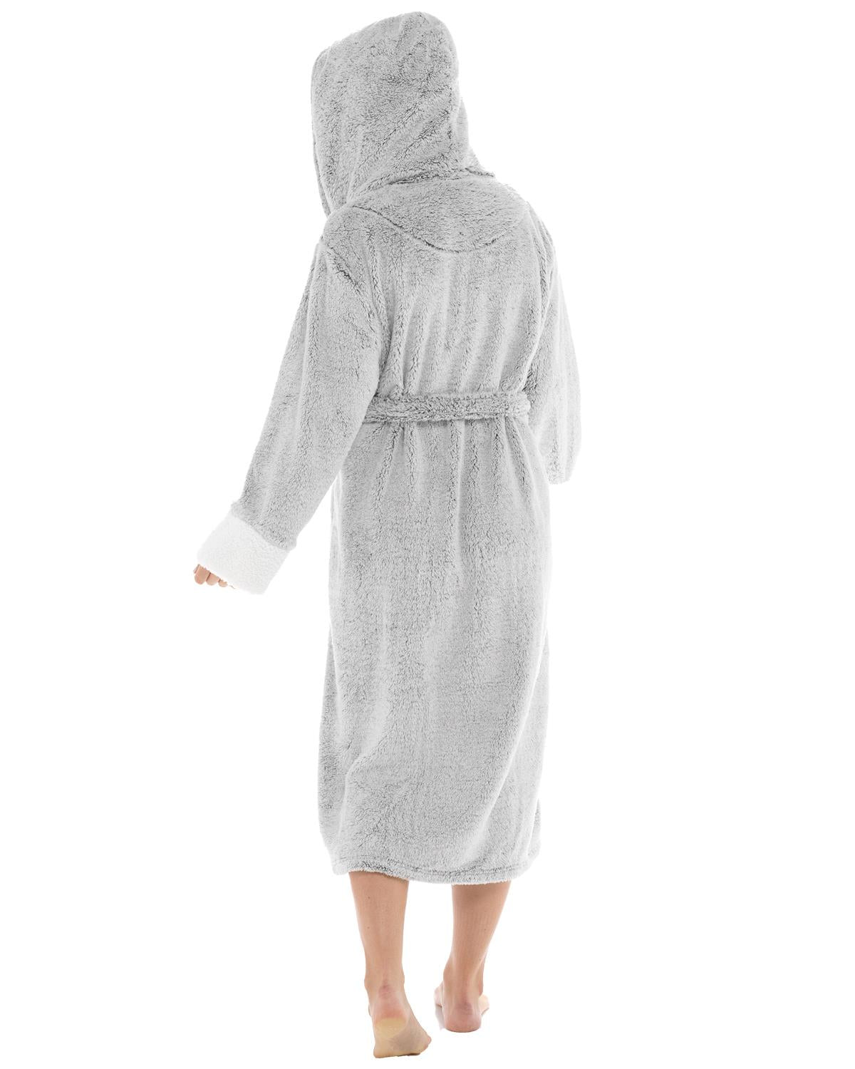 Womens Snowtip Fleece Sherpa Trim Dressing Gown