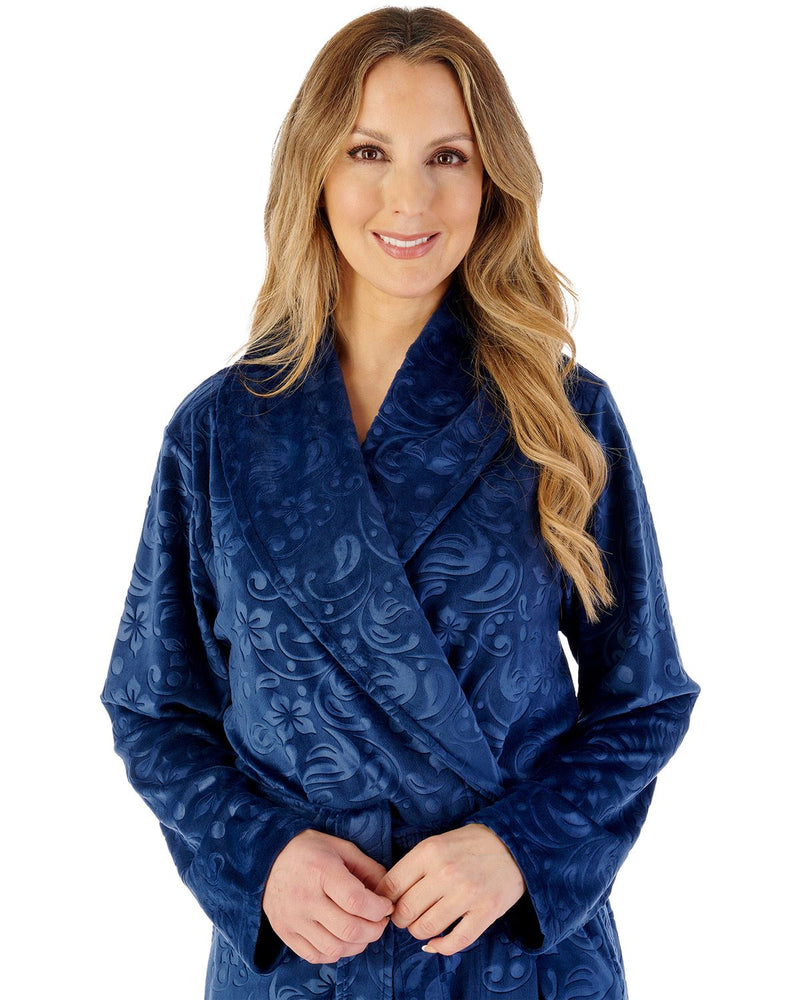 Slenderella Womens Embossed Crystal Fleece 46" Shawl Collar Wrap