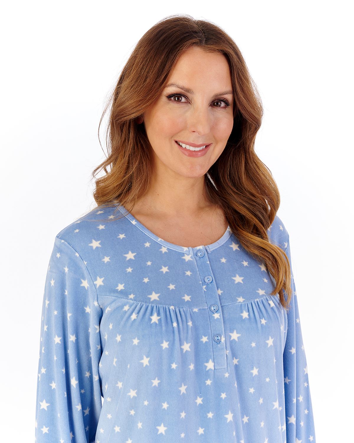 Slenderella Womens Supersoft Fleece 45" Long Sleeve Nightdress