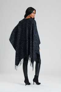 South Beach Womens Jacquard Fringe Poncho