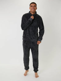 Loungeable Mens Sherpa Fleece 1/4 Zip Lounge Jumper