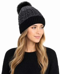 Womens Sherpa Lined 2 Tone Knitted Hat