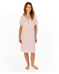 Gaspe Womens Supersoft Leopard Print 38" Short Sleeve Nightdress