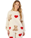 Slenderella Womens Teddy Print Fleece Two-Piece Pyjama Set