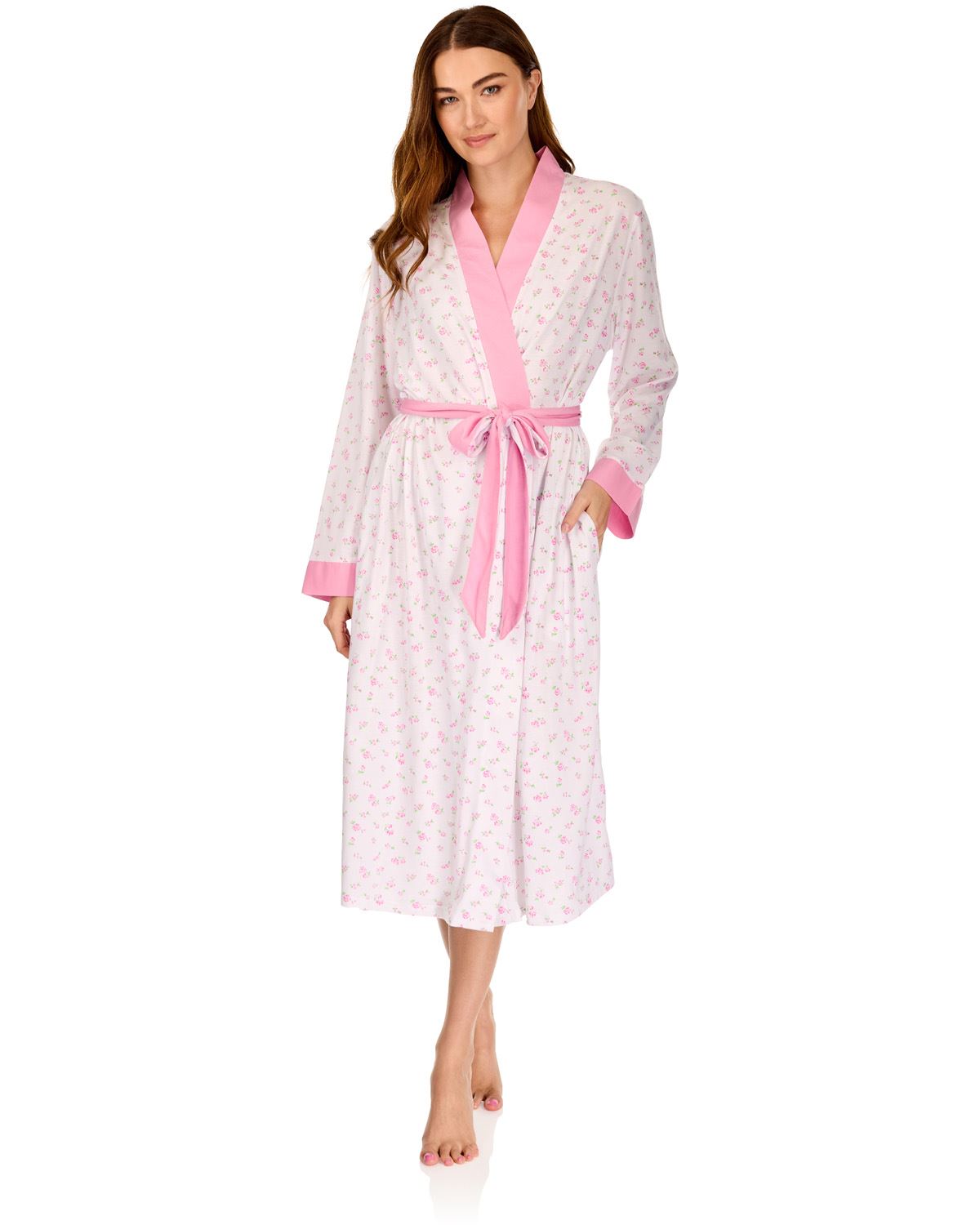 La Marquise Womens 'Vintage Blossoms' Long Sleeve Wrap Robe