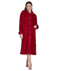 La Marquise Womens Diamond Jacquard Button Fleece Robe