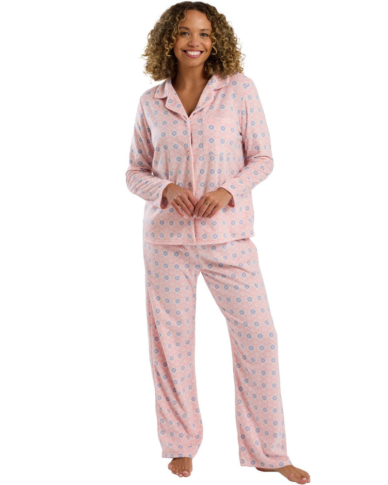 Indigo Sky Ladies Plush Fleece Fleur Geo Pyjamas