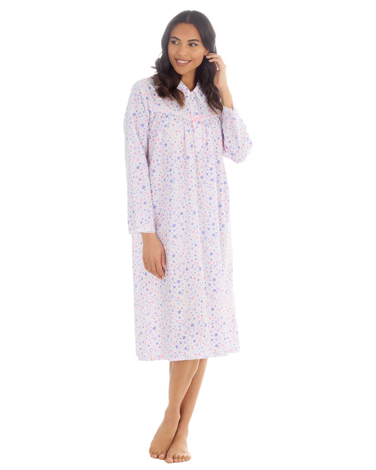 Womens Long Sleeve Woven Poplin Nightie