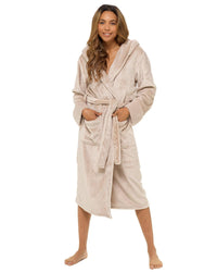 Womens Polished Fleece Cuff Detail Dressing Gown