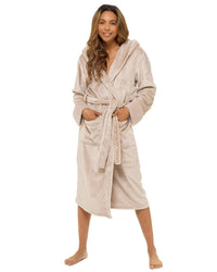 Womens Polished Fleece Cuff Detail Dressing Gown