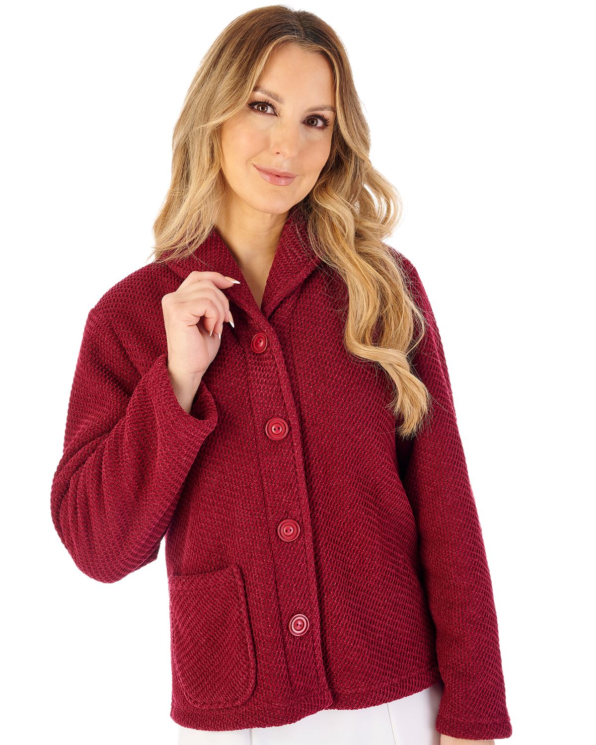 Slenderella Womens Soft Waffle 24" Button Through Bedjacket