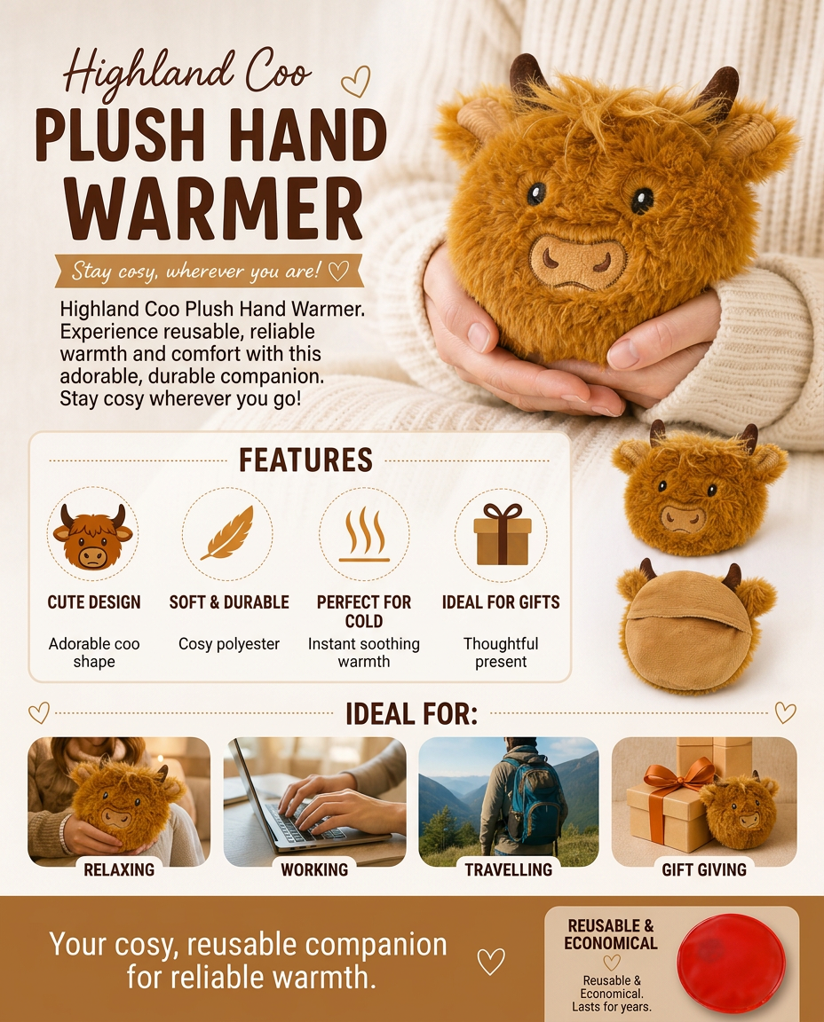 Highland Coo Cow Plush Hand Warmer
