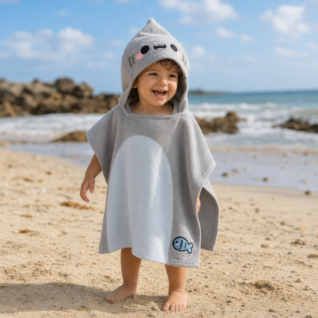 Adoramals Archie the Shark Kids Hooded Towel