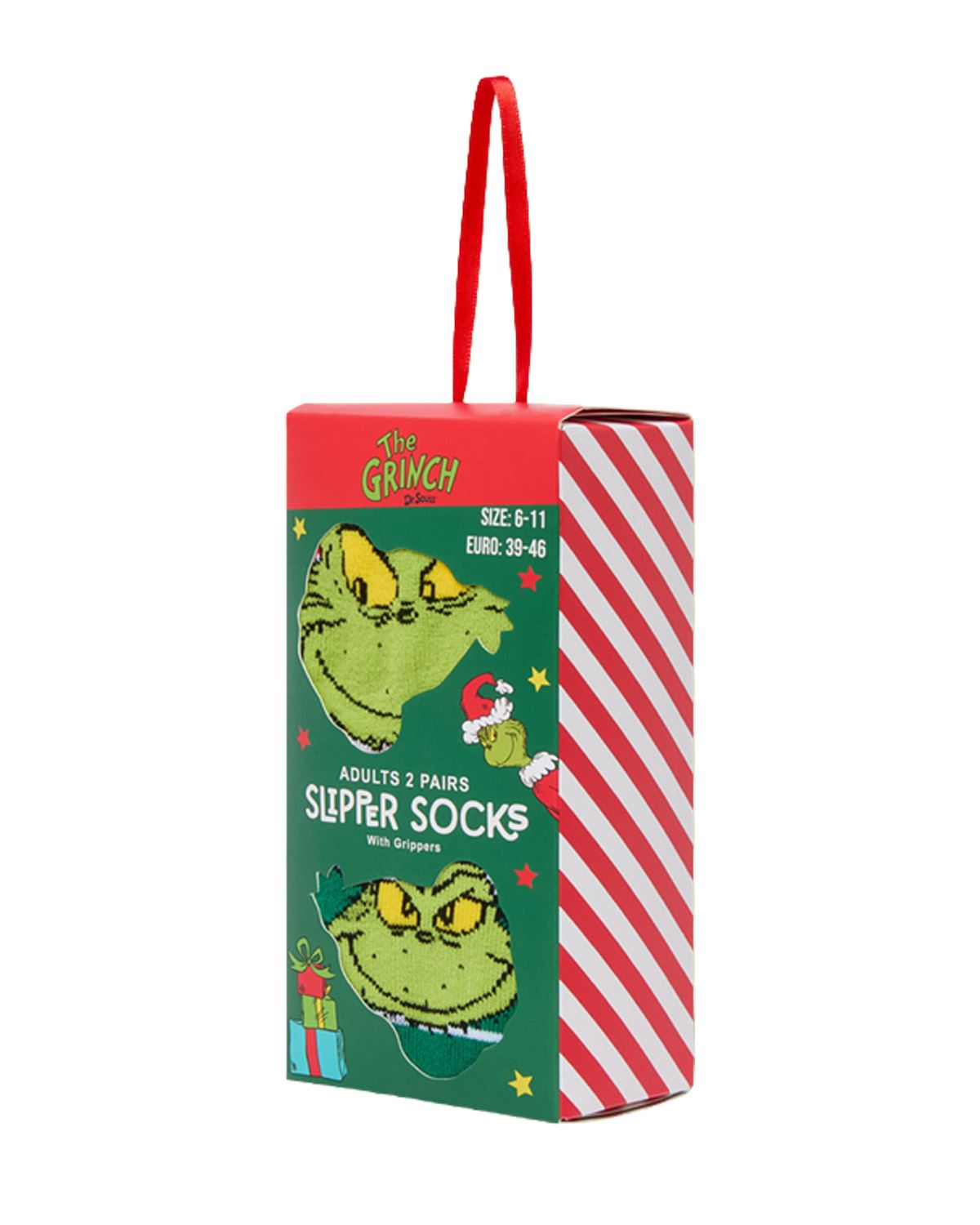 2 Pairs Grinch Slipper Socks - Gift Box
