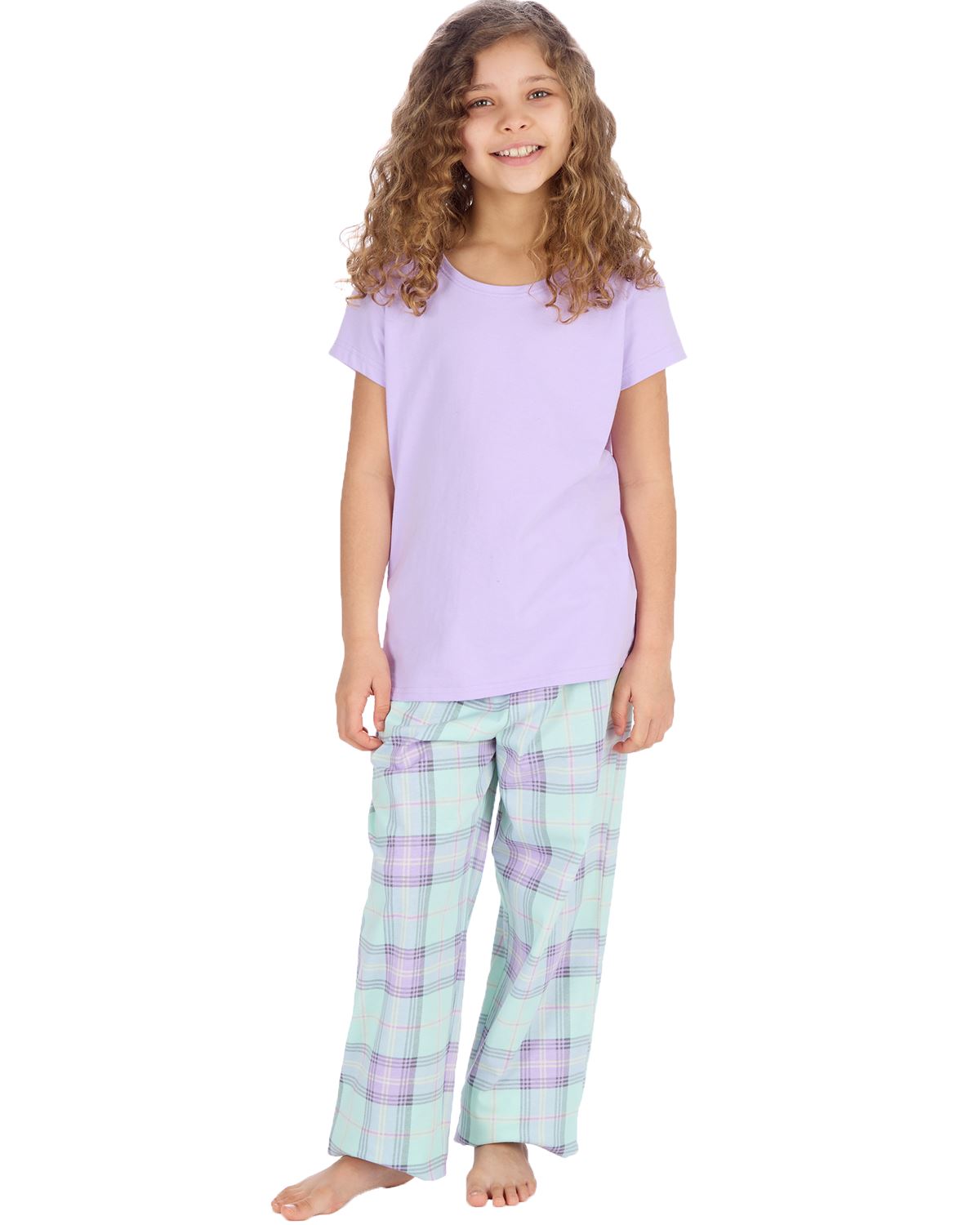 Forever Dreaming Girls Short Sleeve Tee & Check Long Pyjamas