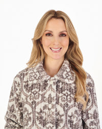 Slenderella Womens Printed Waffle Fleece Button Dressing Gown