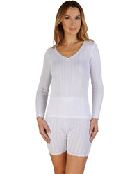 Slenderella Womens Seamless Brushed Thermal Long Sleeve Top