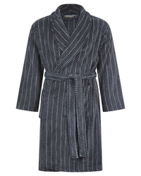 Walker Reid Mens Grey Stripe Coral Fleece Robe