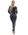 Womens Heart Print Fleece Pyjamas