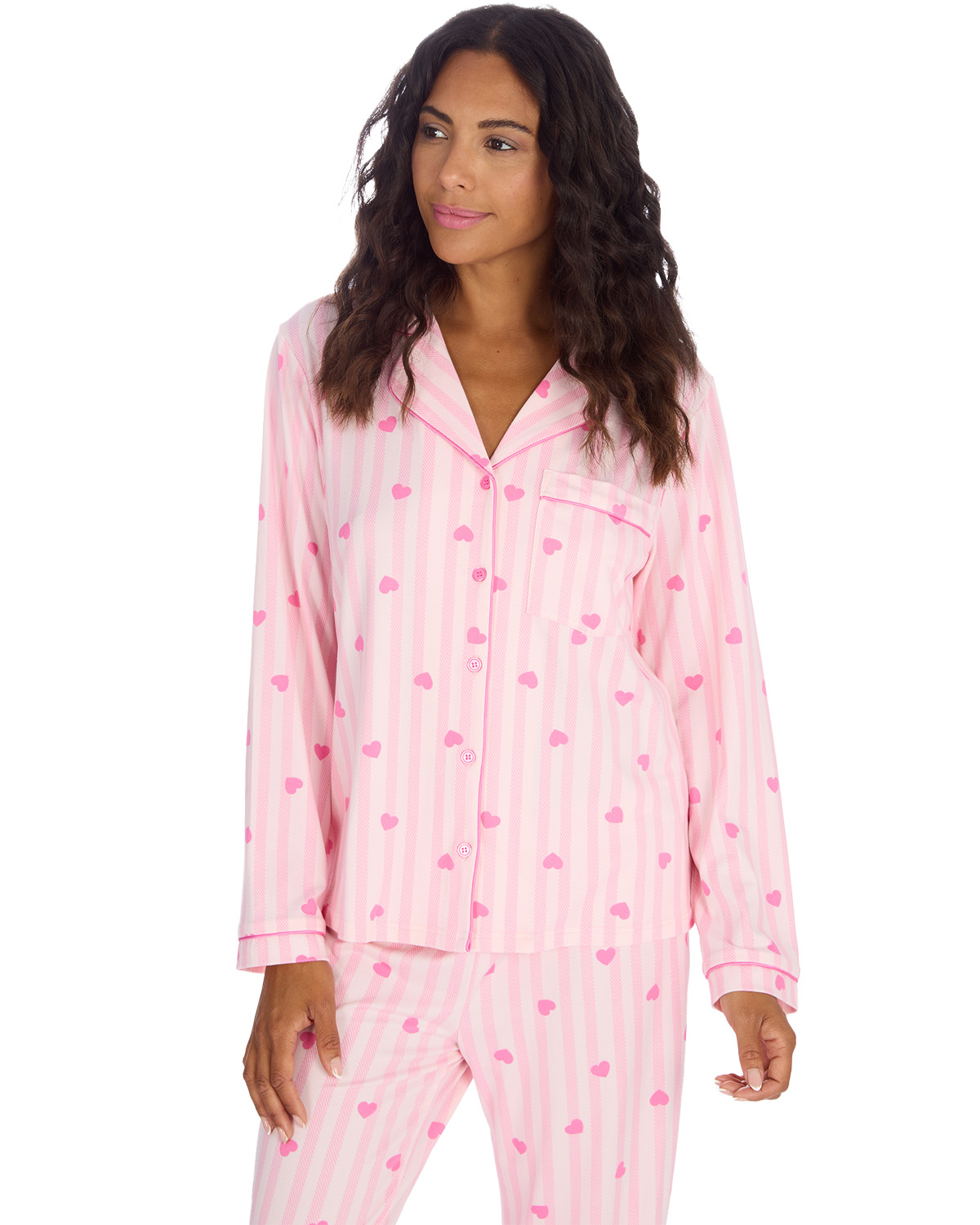 Womens & Girls Pyjamas Set Teddy Bear or Pink Heart Stripe