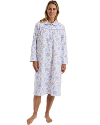 Marlon Womens Floral Bouqeut Wincey 45" Long Sleeve Nightdress