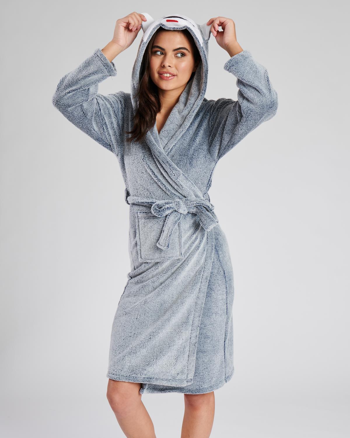 ladies grey dressing gown Cashmere & Merino Luxe Dressing Gown