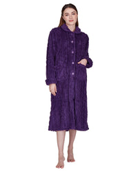 La Marquise Womens Diamond Jacquard Button Fleece Robe