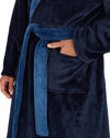 Huggable Mens Contrast Flannel Fleece Hooded Robe