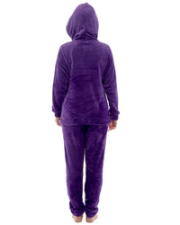 Womens Polished Fleece Slogan Hooded Pyjamas