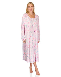 La Marquise Womens 'Watercolours' 43" & 50" Long Sleeve Jersey Nightie
