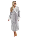 Womens Textured Fleece Sherpa Trim Dressing Gown