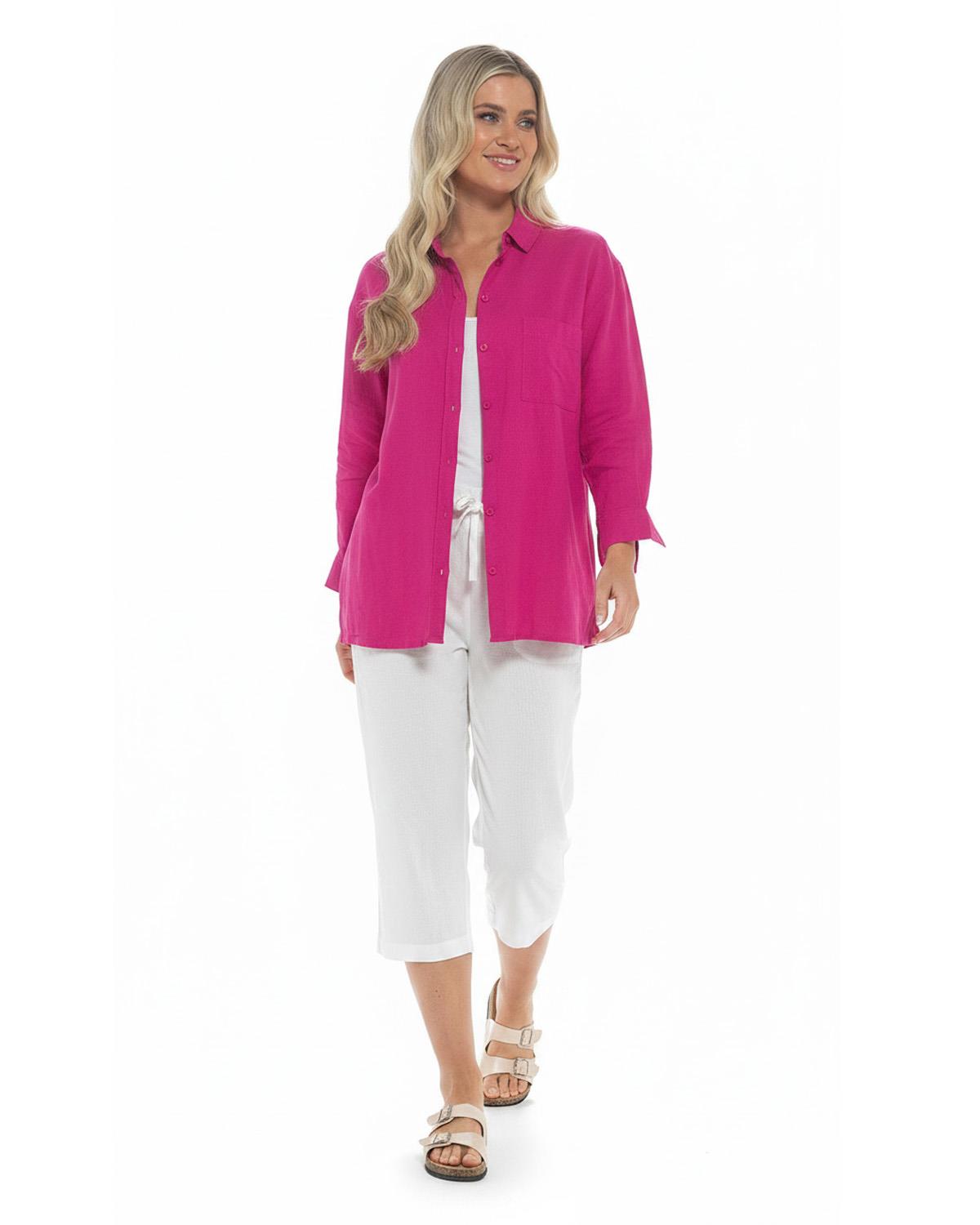 Indigo Roc Womens Relaxed Fit Linen Shirt