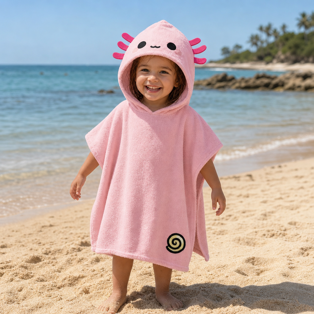 Adoramals Maddie the Axolotl Kids Hooded Towel