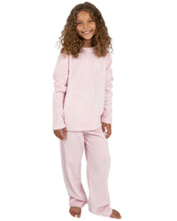 Forever Dreaming Girls Ribbed Stripe Fleece Lounge Set