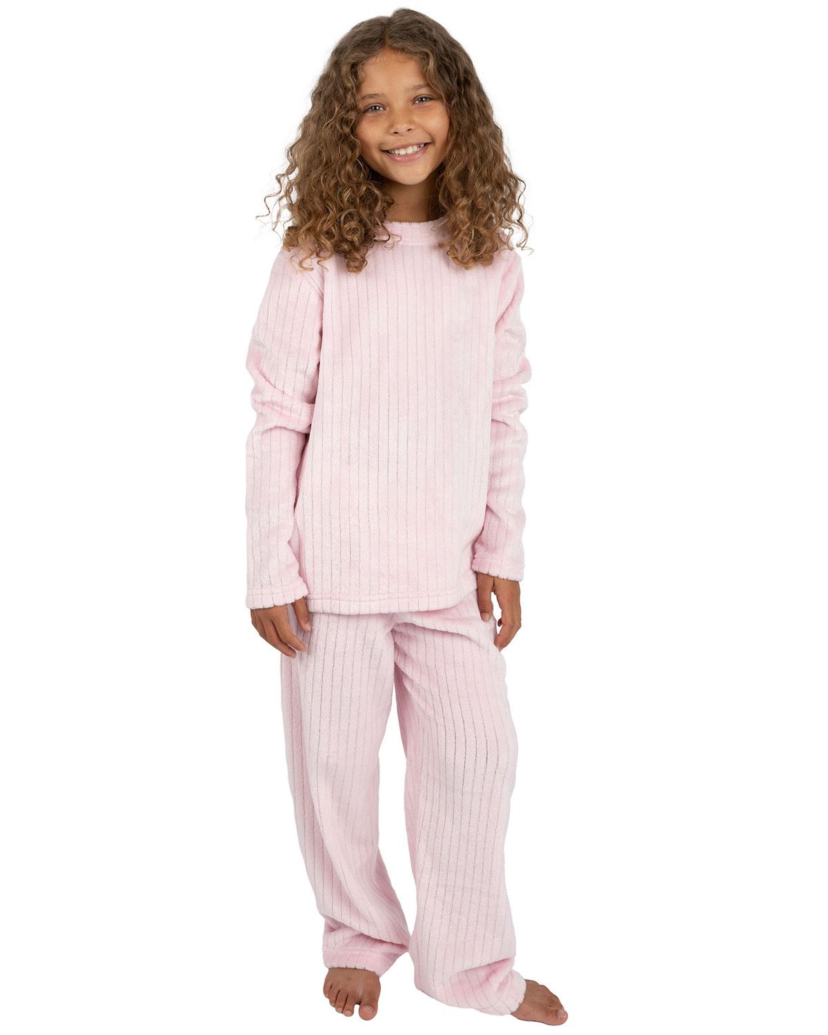 Forever Dreaming Girls Ribbed Stripe Fleece Lounge Set
