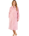 Slenderella Womens Floral Embossed Fleece 46" Button Housecoat