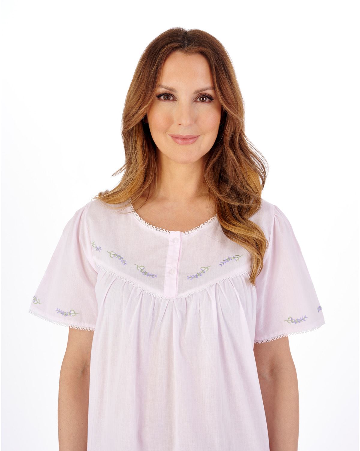 Slenderella Womens Lavender Embroidered 42" Woven Nightdress