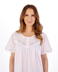 Slenderella Womens Lavender Embroidered 42" Woven Nightdress