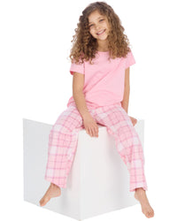 Forever Dreaming Girls Short Sleeve Tee & Check Long Pyjamas