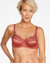 Naturana Womens Satin & Lace Underwired Bra - Sun Kissed (Orange)