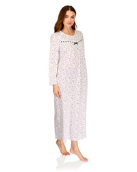 La Marquise Womens 'Velvet Rose' Long Sleeve Jersey Nightie