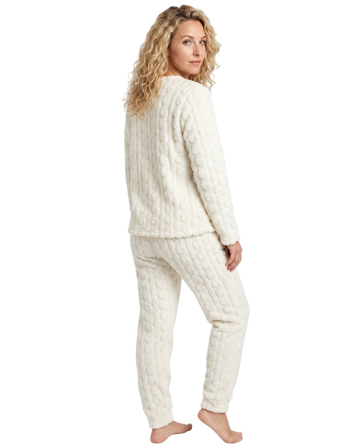 Indigo Sky Womens Cable Effect Fleece Pyjamas