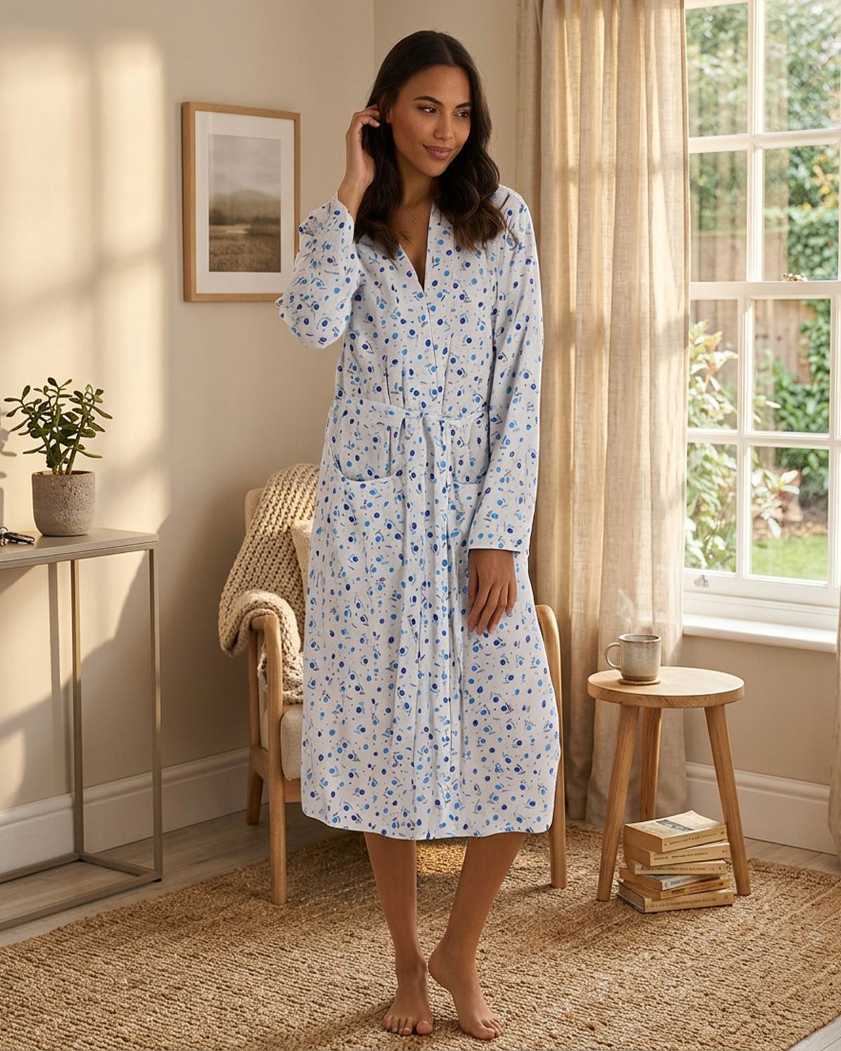 Cottonique Womens Cotton Floral Kimono Wrap