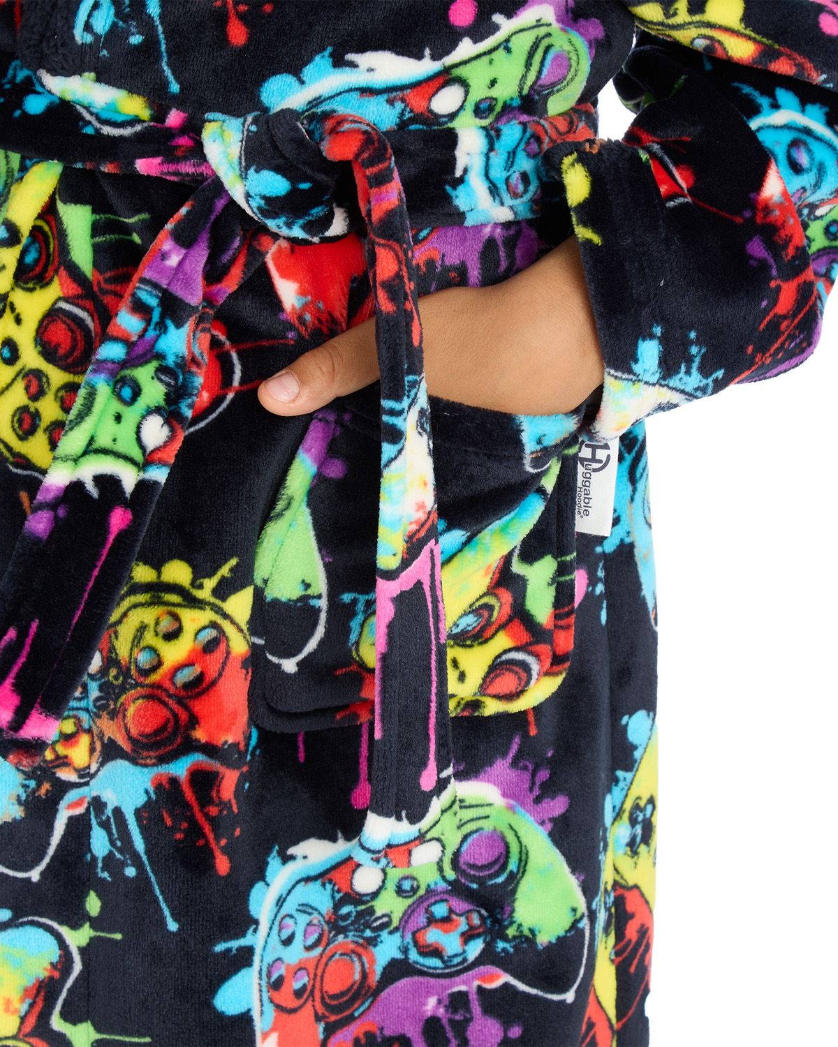Huggable Kids Hooded Fleece Gaming Dressing Gown