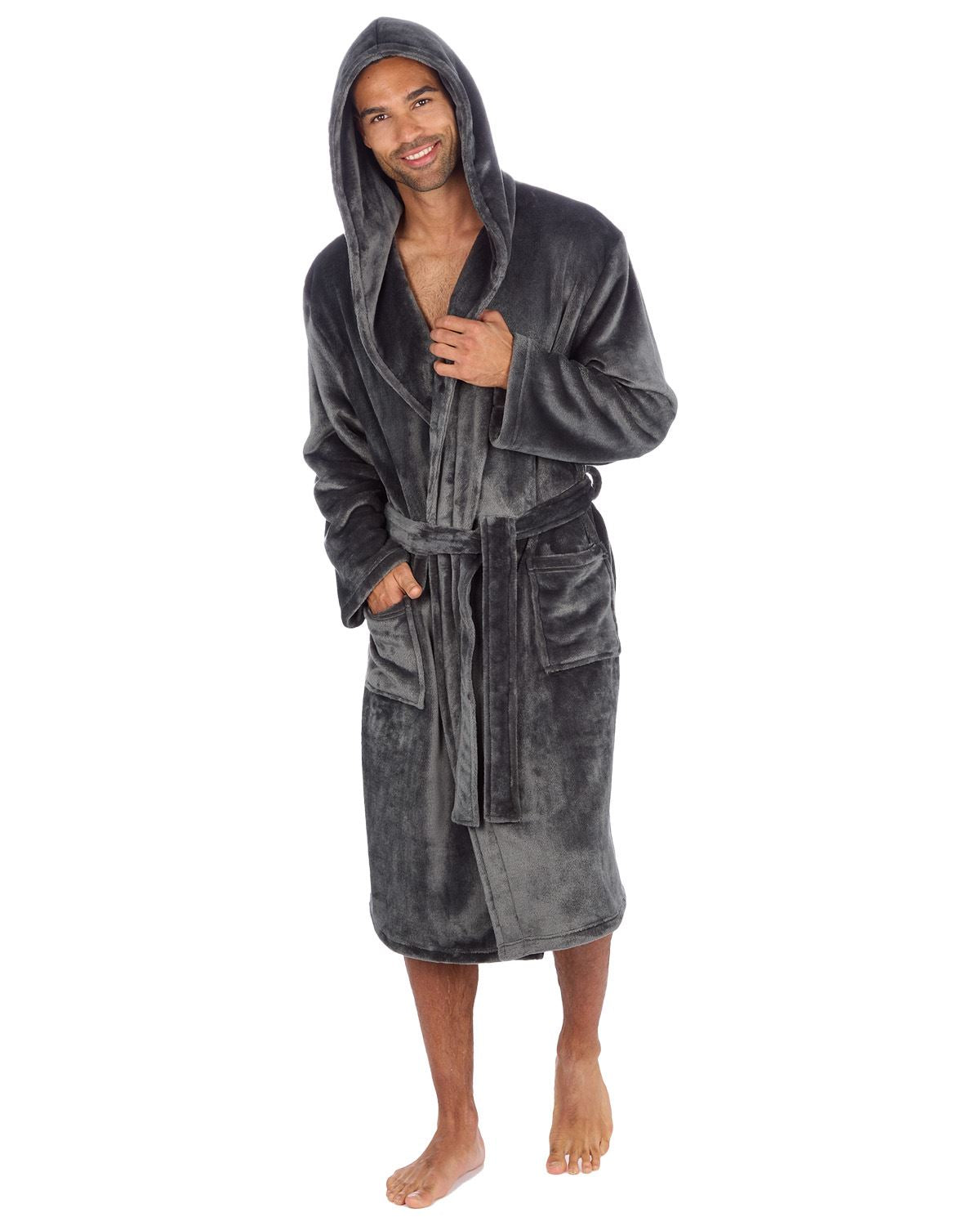 Slumber Hut Mens Polished Hooded Dressing Gown