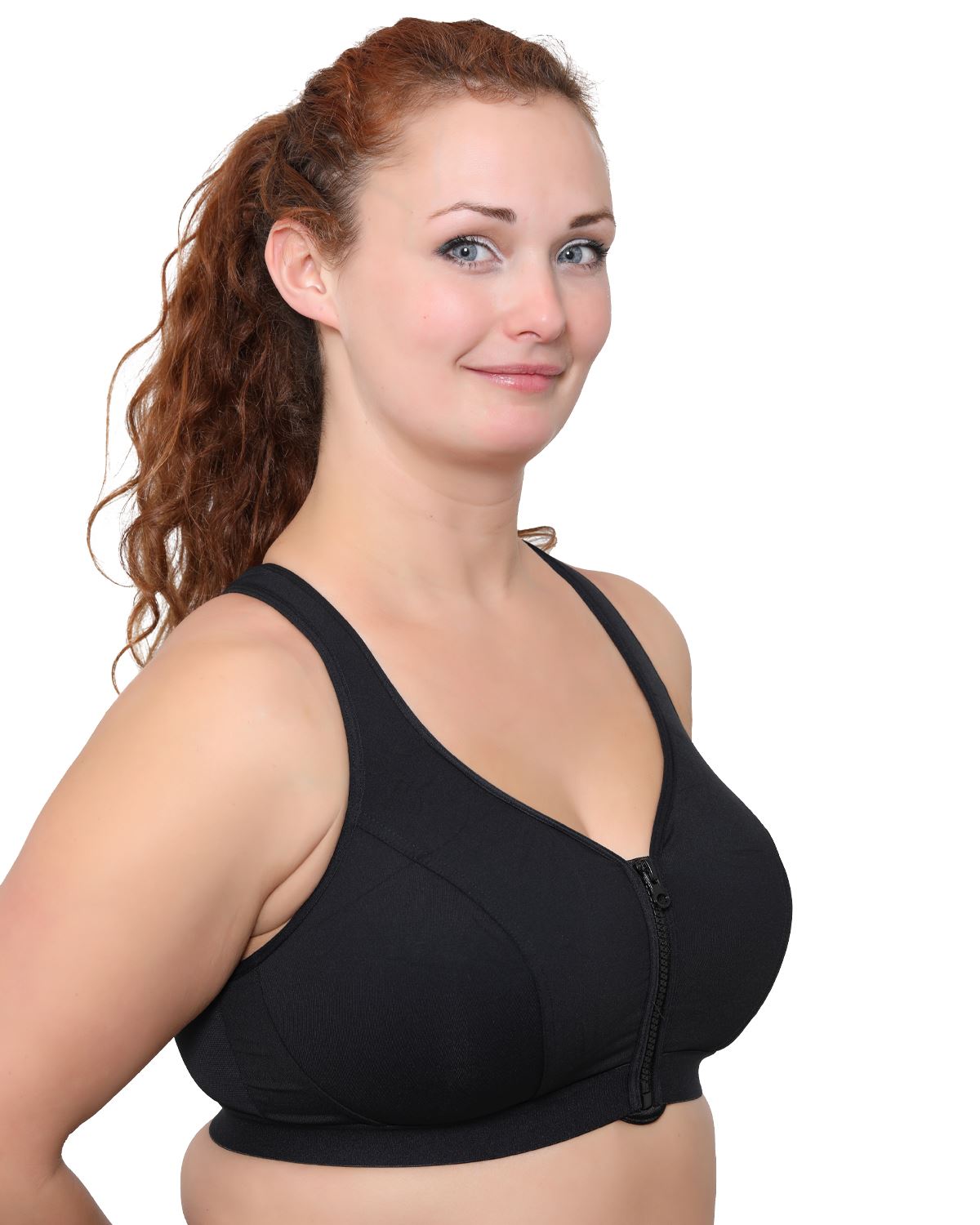 Gemm Womens Zip Sports Bra - Black