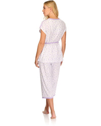 La Marquise Womens 'Vintage Blossoms' Short Sleeve Cropped Pyjamas