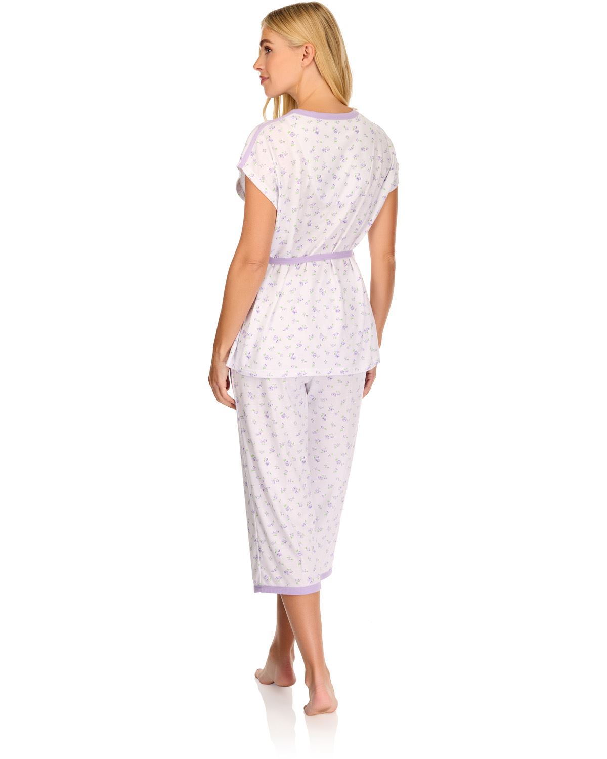 La Marquise Womens 'Vintage Blossoms' Short Sleeve Cropped Pyjamas