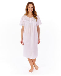 Slenderella Womens Lavender Embroidered 42" Woven Nightdress